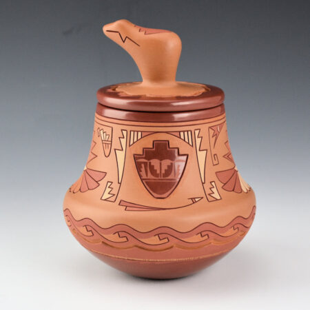 Curran, Dolores - "Kiva Bowl and Bird Wings" Bear Lidded Jar