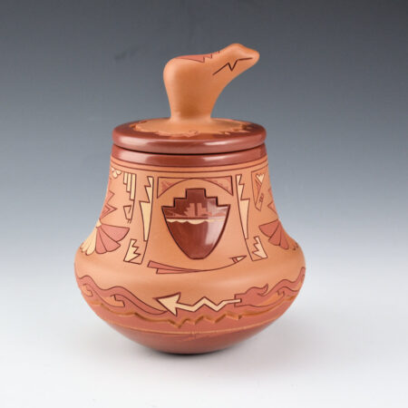Alternative view of Curran, Dolores - "Kiva Bowl and Bird Wings" Bear Lidded Jar