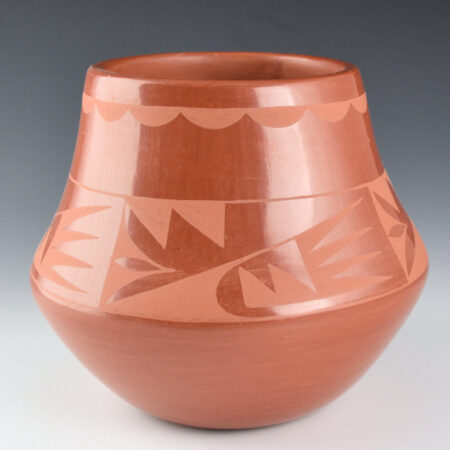 Torres, Elvis - Red Water Jar with Feather and Cloud Designs (1990s)