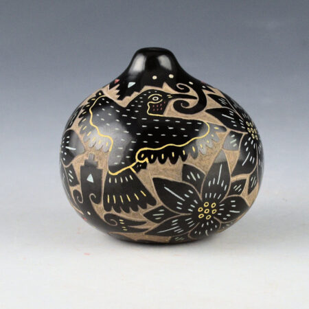 Tafoya, Emily - Black Jar with Hummingbirds and Flowers