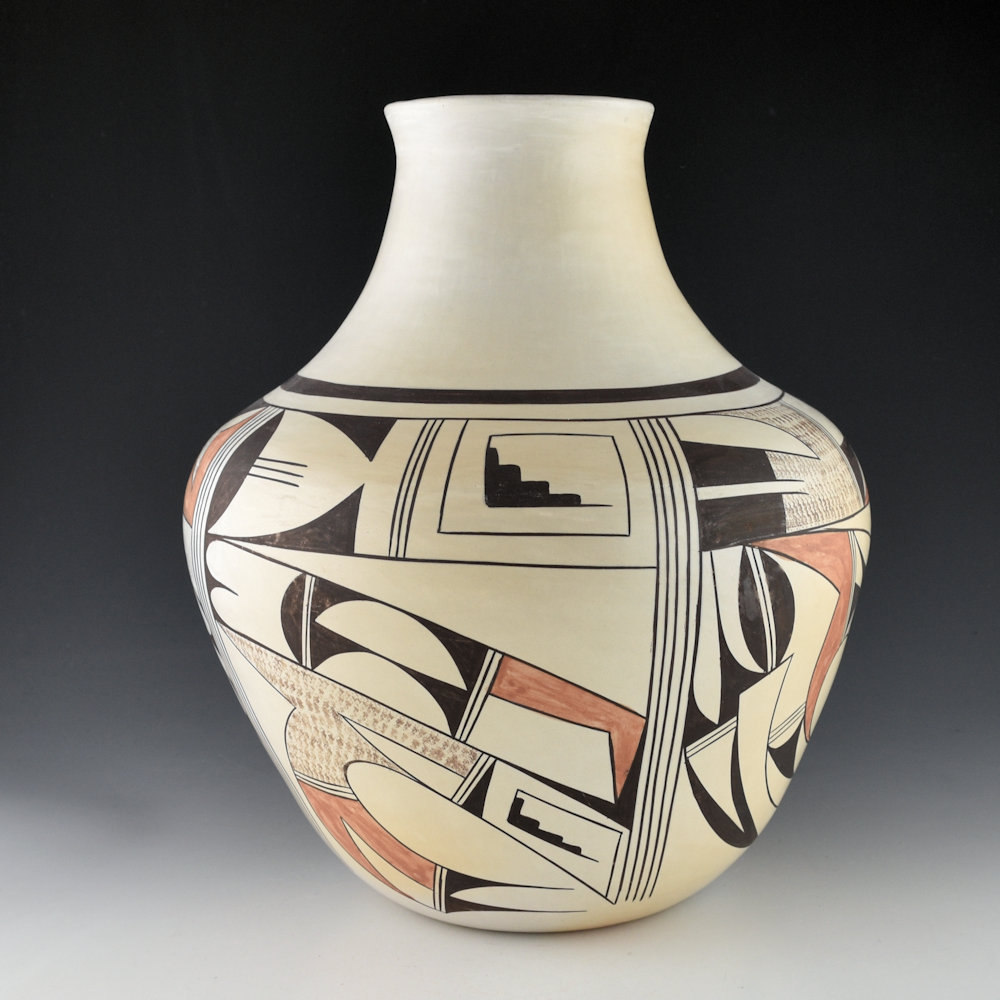 Navasie, Eunice "Fawn" - 11" Tall Water Jar with Swirling Birds (1960s) - Image 2