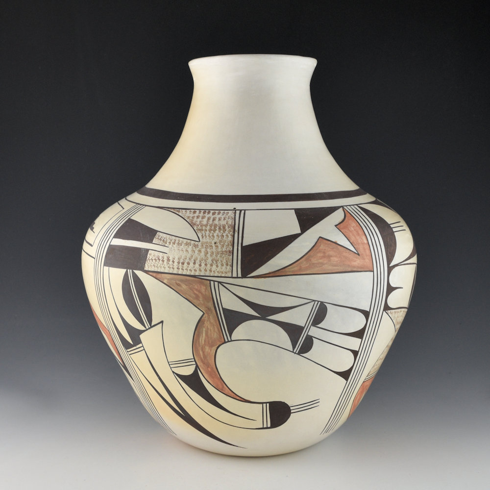 Navasie, Eunice "Fawn" - 11" Tall Water Jar with Swirling Birds (1960s) - Image 5