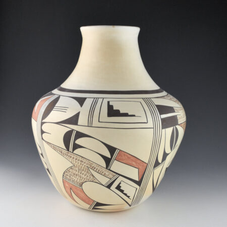 Navasie, Eunice "Fawn" - 11" Tall Water Jar with Swirling Birds (1960s)