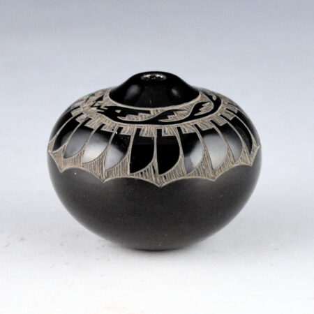 Alternative view of Naranjo, Geri  - Small Black Jar with Avanyu and Feather Designs