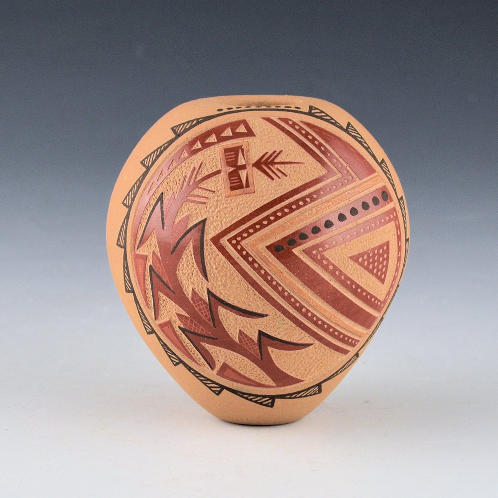 Fragua, Glendora - Oval Bowl with Corn and Rain Designs (1980s)