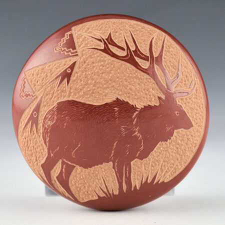 Garcia, Gloria "Golden Rod" - Red Seedpot with Elk