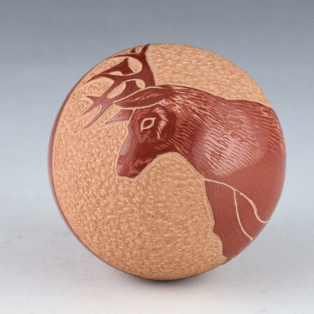 Garcia, Gloria "Golden Rod" - Red Seedpot with Deer