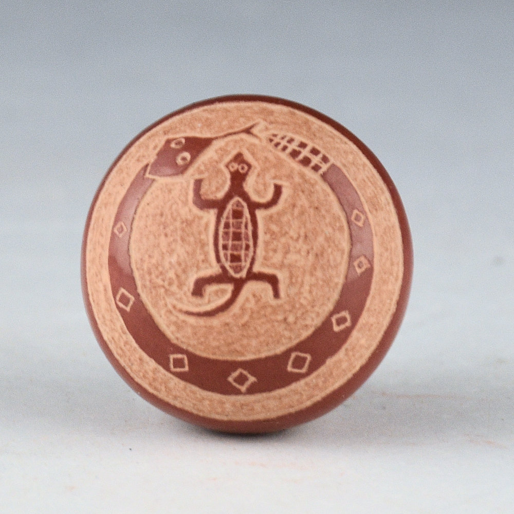 Lonewolf, Greg - "Mimbres Snake and Lizards" Seedpot (1990s)