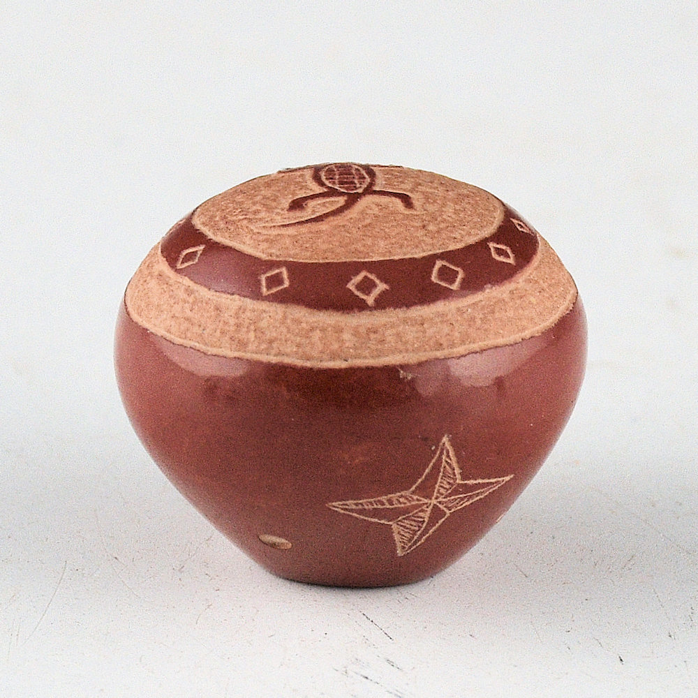 Lonewolf, Greg - "Mimbres Snake and Lizards" Seedpot (1990s) - Image 2