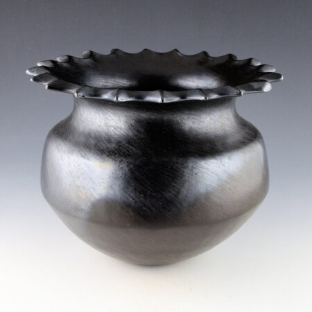 Alternative view of Tso, Jared - "Moon Flower" Black Fired Jar with 20 Pointed Rim