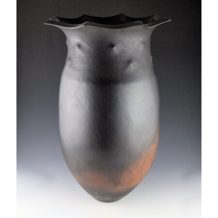 Tso, Jared - "Night Tide" Black Fired 18" Tall Jar with 8 Pointed Rim