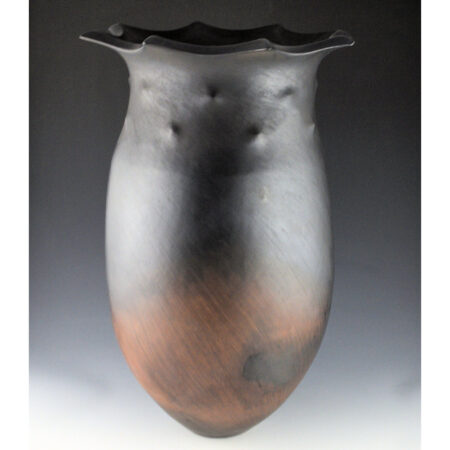 Alternative view of Tso, Jared - "Night Tide" Black Fired 18" Tall Jar with 8 Pointed Rim