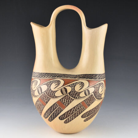 Sahme, Jean - 10" Tall Wedding Vase with Bird Wing Migrations (1990s)