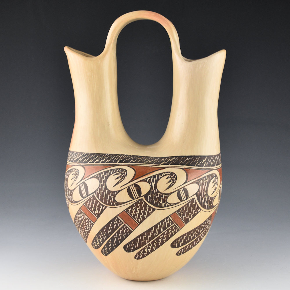 Sahme, Jean - 10" Tall Wedding Vase with Bird Wing Migrations (1990s)