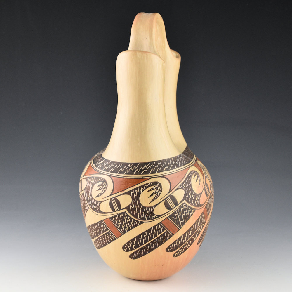 Sahme, Jean - 10" Tall Wedding Vase with Bird Wing Migrations (1990s) - Image 3