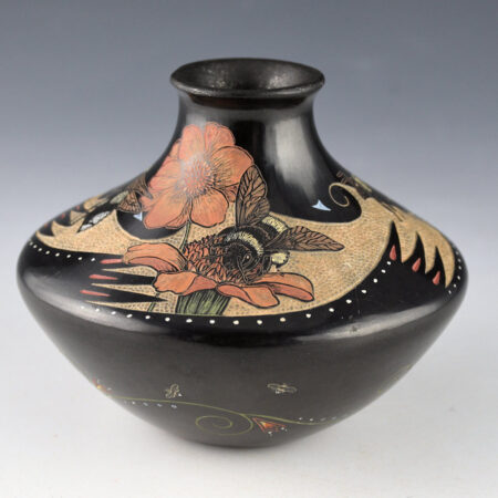 Tafoya, Jennifer - "Honey, Honey" Square Neck Square Jar with Bees