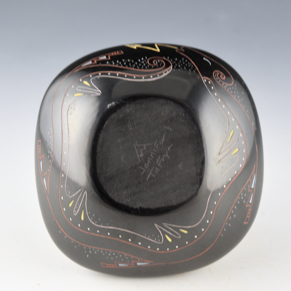 Tafoya, Jennifer - "Lillypad Leapers" Jar with Frogs, Lillypads, and Avanyu - Image 8