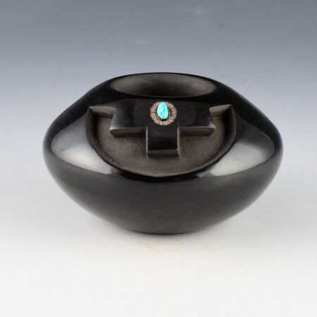 Baca, Anthony and Joanna - Bowl with Carved Clouds, Rain, and Turquoise