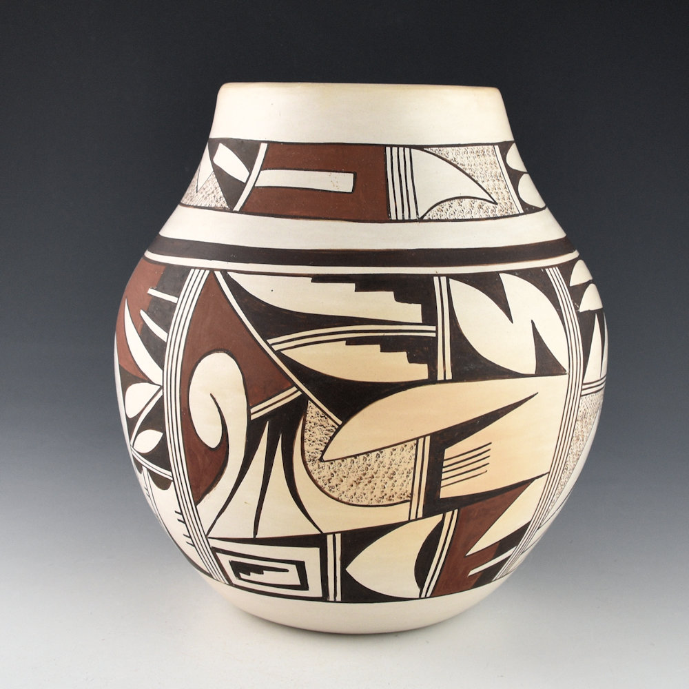 Navasie, Joy "Frogwoman" - " Tall Jar with Swirling Birds and Clouds (1980s) - Image 4