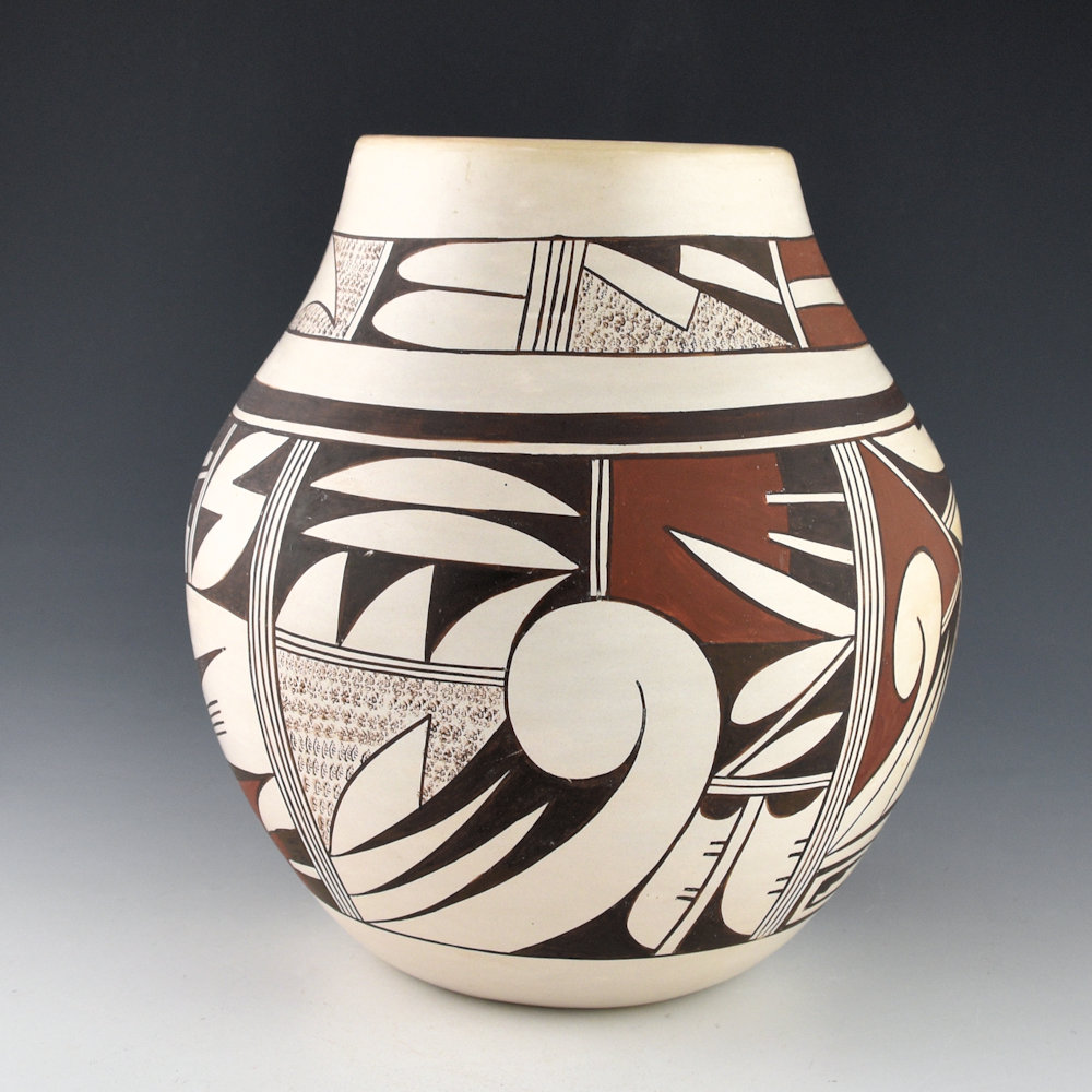 Navasie, Joy "Frogwoman" - " Tall Jar with Swirling Birds and Clouds (1980s)