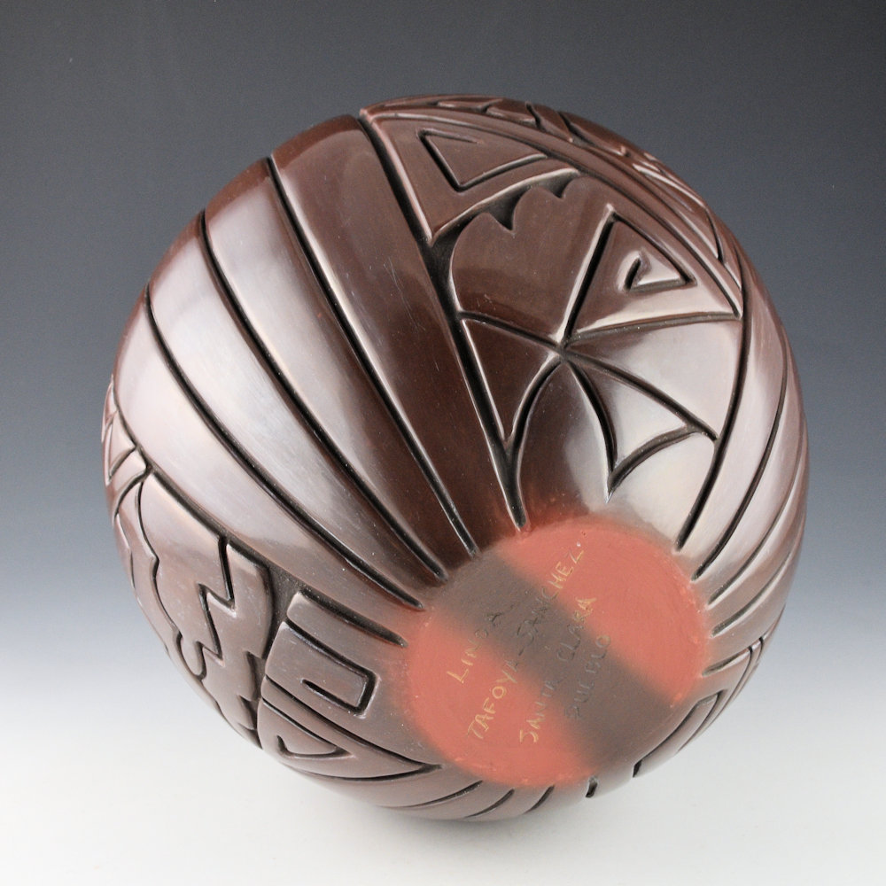 Tafoya-Sanchez, Linda - 9" Tall Plum-and-Black Storage Jar with Rainbows and Clouds - Image 6