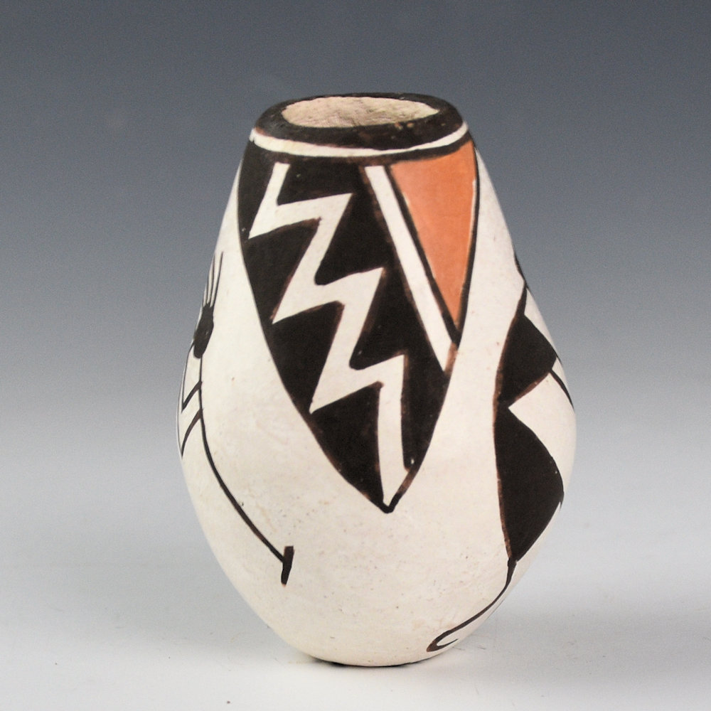 Lewis, Lucy - Small Jar with Mimbres Flute Players(1970's) - Image 3