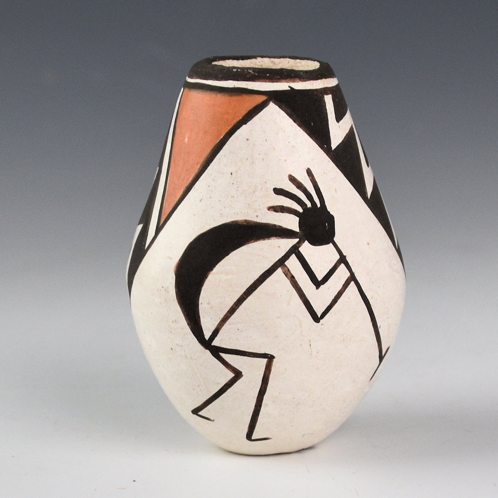 Lewis, Lucy - Small Jar with Mimbres Flute Players(1970's)