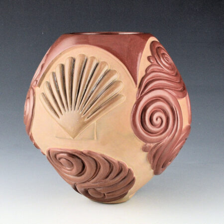 Alternative view of Youngblood, Nancy - Red and Tan Bowl with Shells and Swirling Waves