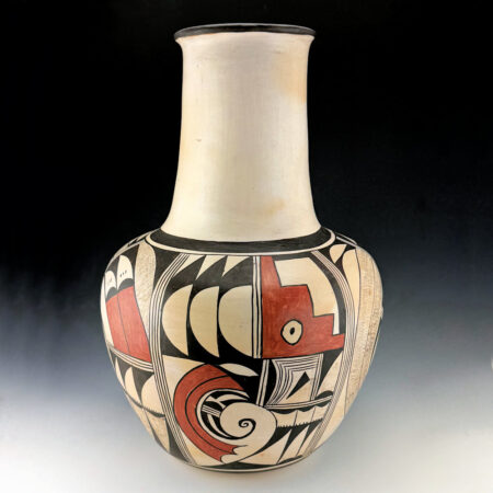 Alternative view of Naha, Paqua (Frog Woman) - 18" Tall Long Neck Jar with Swirling Birds (1951-5)