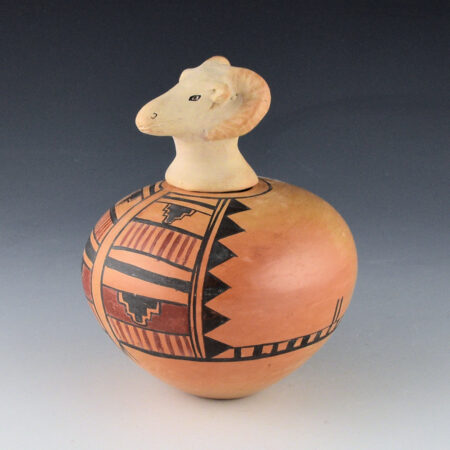 Alternative view of Nampeyo, Priscilla Namingha - Bowl with Shawl Designs Big Horn Sheep Lid (1980s)