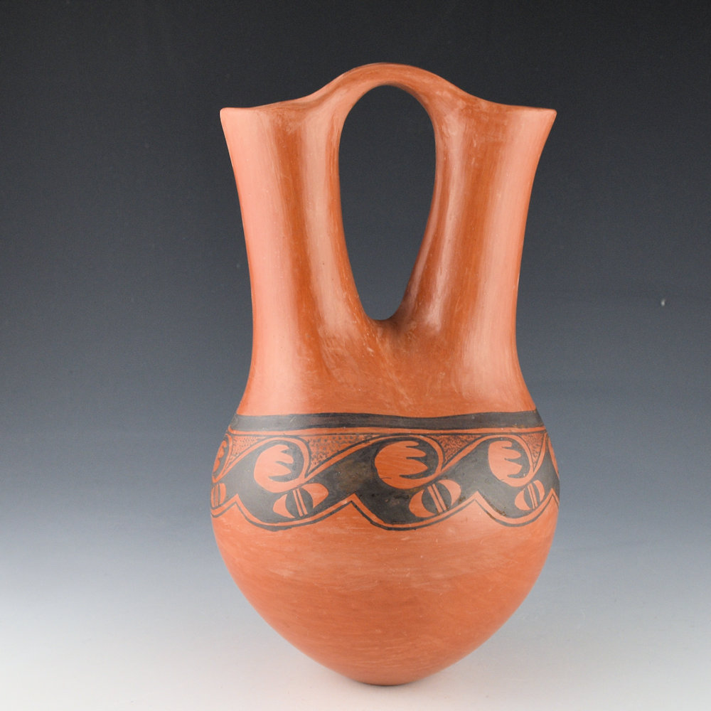 Nampeyo, Priscilla Namingha - Red Wedding Vase with Blackbird Migration Design (1980s) - Image 2