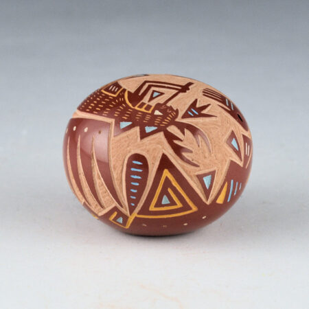 Alternative view of Tafoya, Ray  - Multi-Color Seedpot with Deer Dancer and Bear Paw (1990s)