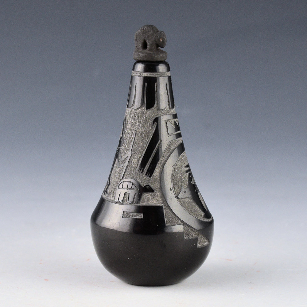 Tafoya, Ray - Black Jar with Bears, Dancers, and Bear Lid (1980) - Image 4