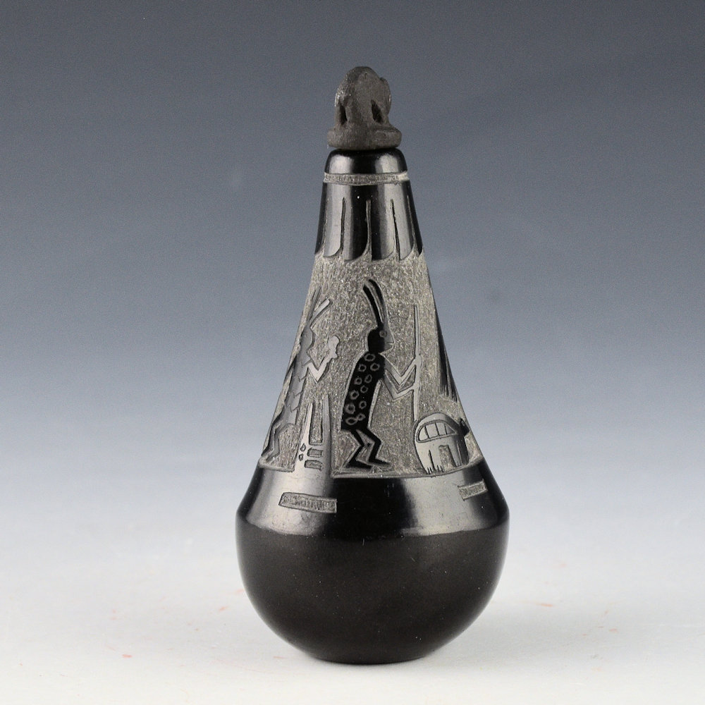 Tafoya, Ray - Black Jar with Bears, Dancers, and Bear Lid (1980) - Image 3