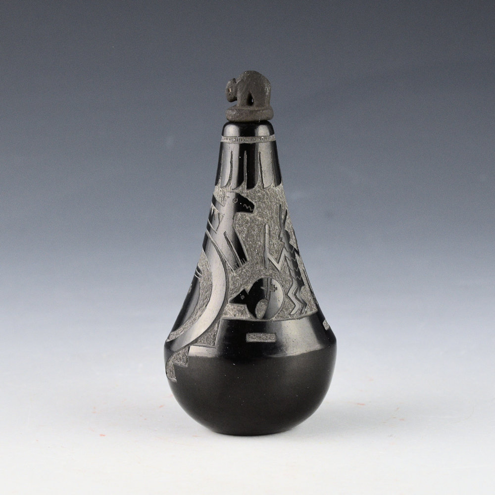 Tafoya, Ray - Black Jar with Bears, Dancers, and Bear Lid (1980) - Image 2