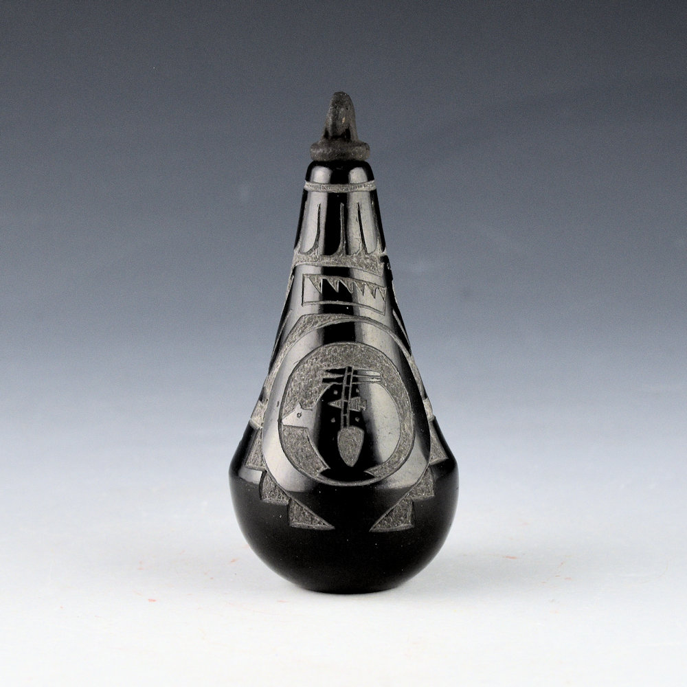 Tafoya, Ray - Black Jar with Bears, Dancers, and Bear Lid (1980)