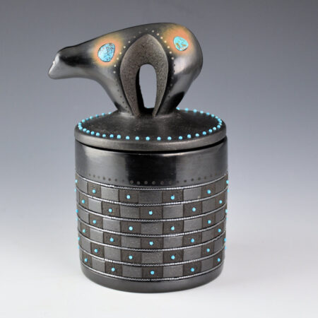 Sanchez, Russell  - Black and Sienna Bear Lid Cannister with 127 Inset Stones
