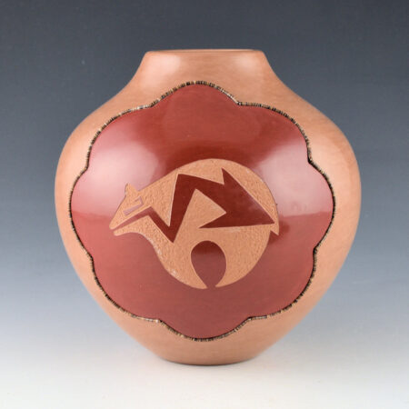 Sanchez, Russell - Red and Tan Jar with Heartline Bear (1990)