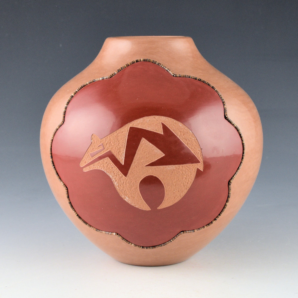 Sanchez, Russell - Red and Tan Jar with Heartline Bear (1990)
