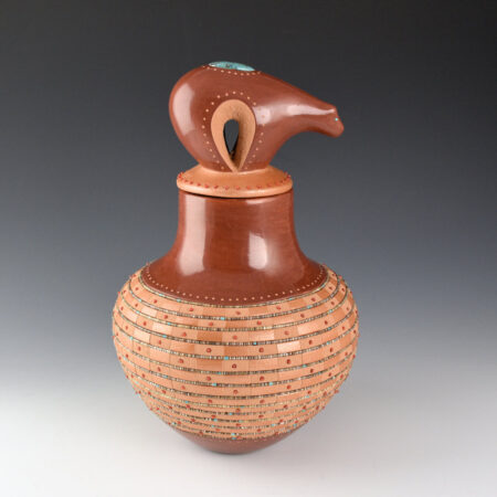 Alternative view of Sanchez, Russell  - 10" Tall Jar with 416 Checkerboards, Bear Lid and 252 Inset Stones (Ribbon)