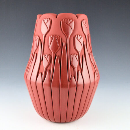 Tafoya, Stephanie - "Perennial" Water Jar with 24 Tulips and 32 Leaves