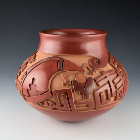 Alternative view of Garcia, Tammy - Tri-Color Wide Shoulder Jar with Rain Dancers and Dragonflies (1997)