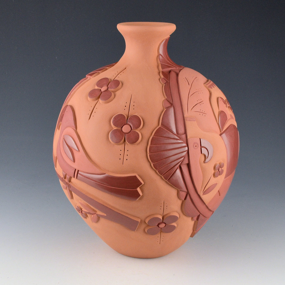 Garcia, Tammy - "After the Firing" Large Jar with Reclining Woman, Parrot Jars, and Parrots (2026) - Image 6