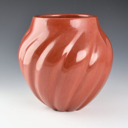Naranjo, Teresita  - Red Swirling 12 Rib Melon Jar (1974)