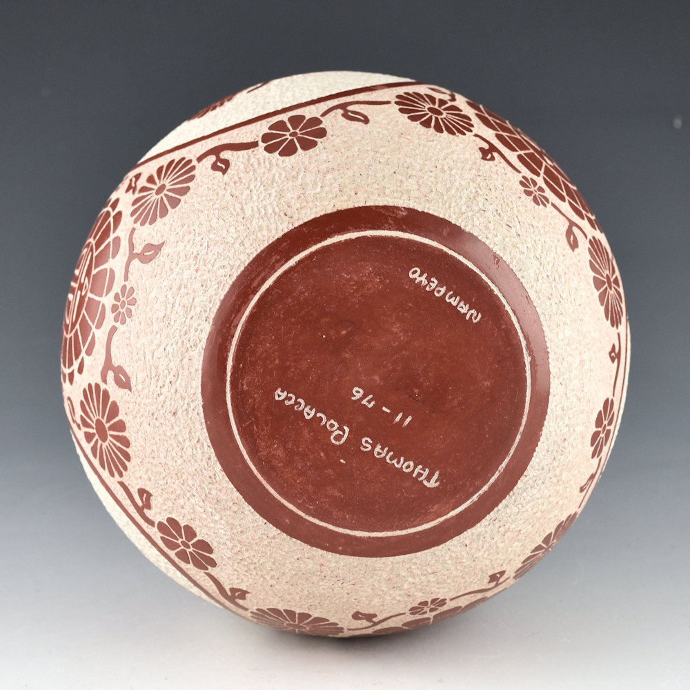 Polacca, Thomas - Round Red Polished Bowl with Eight Tewa Suns and Four Ducks (1976) - Image 5