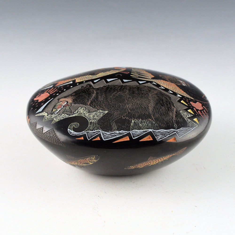 Tafoya, Jennifer - "Bears" Seedpot with Bears and Trout - Image 4