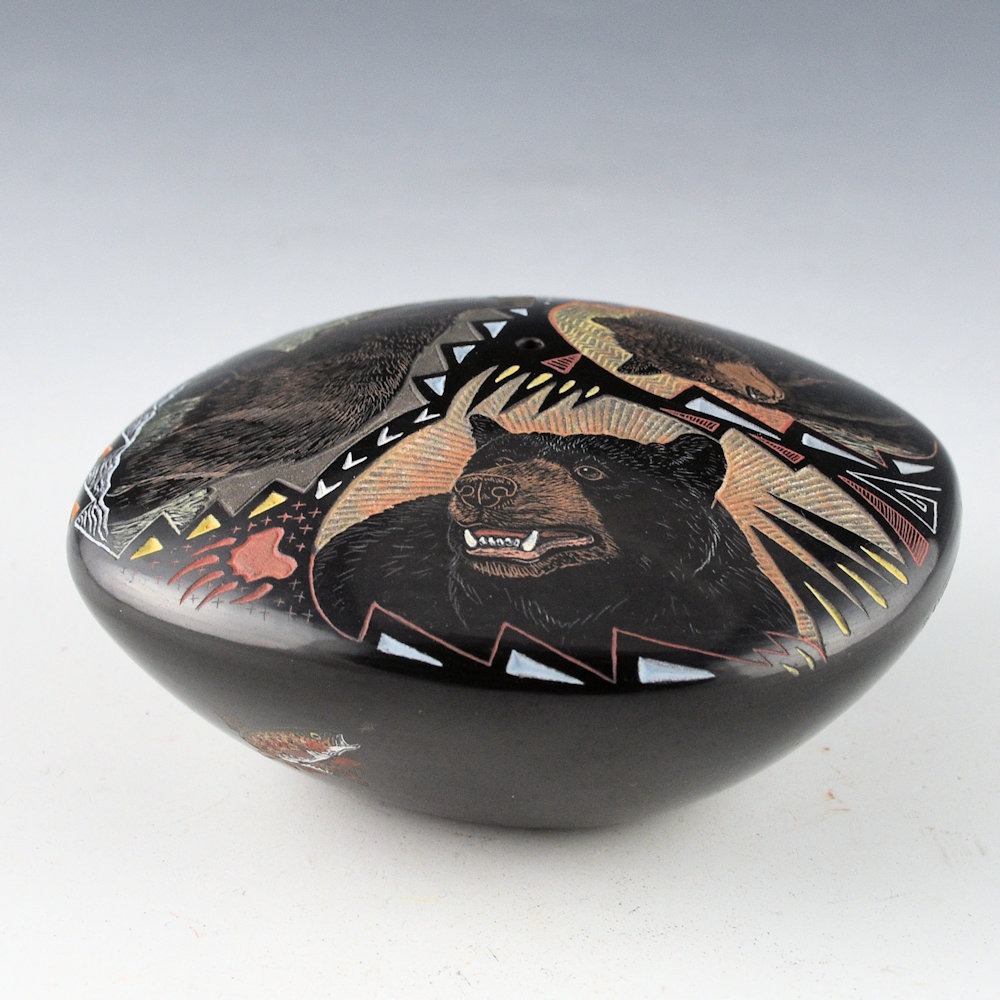 Tafoya, Jennifer - "Bears" Seedpot with Bears and Trout - Image 2