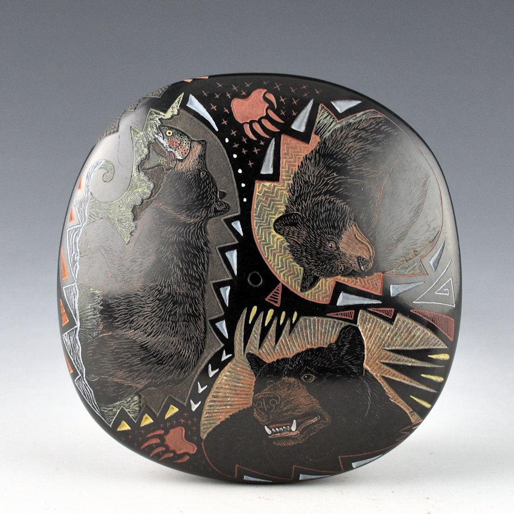 Tafoya, Jennifer - "Bears" Seedpot with Bears and Trout - Image 5