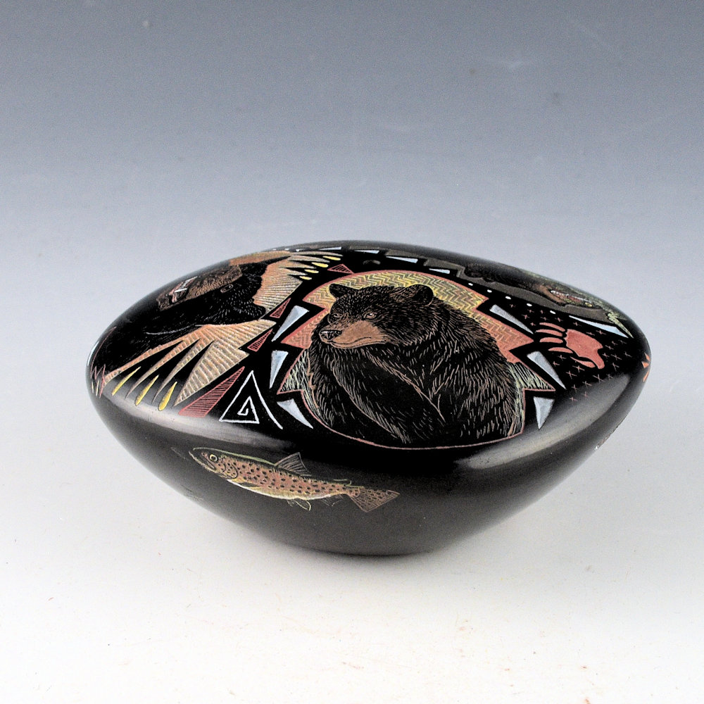 Tafoya, Jennifer - "Bears" Seedpot with Bears and Trout - Image 3