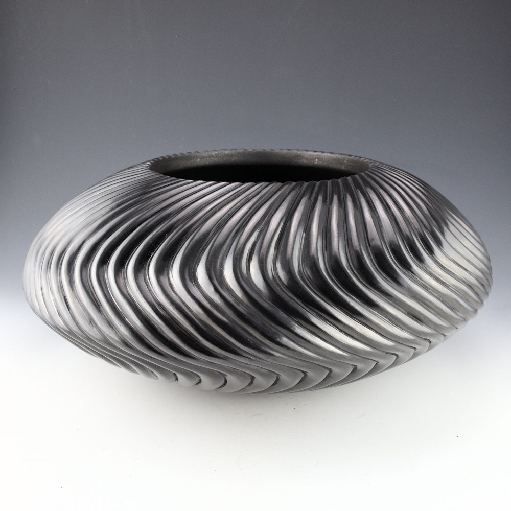 Youngblood, Nancy - 14" Wide 64 Rib "S" Swirl Melon Bowl - Image 3